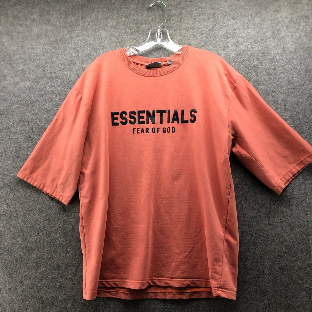 Fear of God Essentials FOG Coral Pink Salmon Oversized T-Shirt Mens XL Crewneck